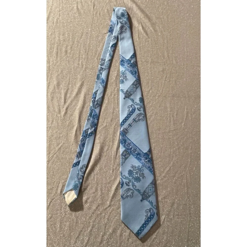 Vintage 70s Blue Wide Tie 1970s Retro Groovy Funky Boho Hippie Costume Necktie